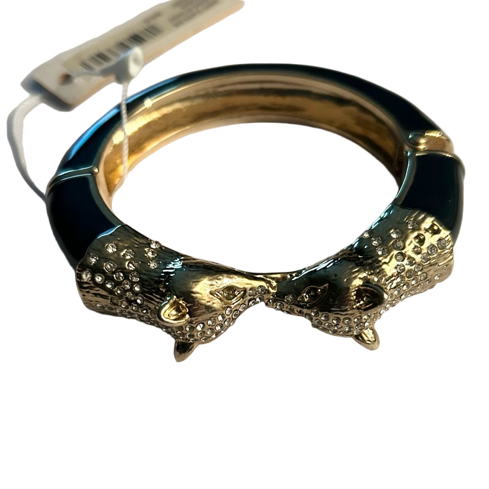 Ann Taylor Gold & Black Fox Hinged Bangle Bracelet